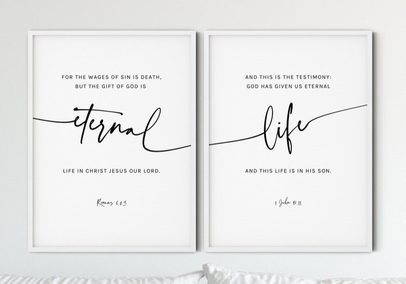 For the Wages of Sin, Romans 6:23 | Duo Set, Christian Wall Art, A2 at XILEF Art